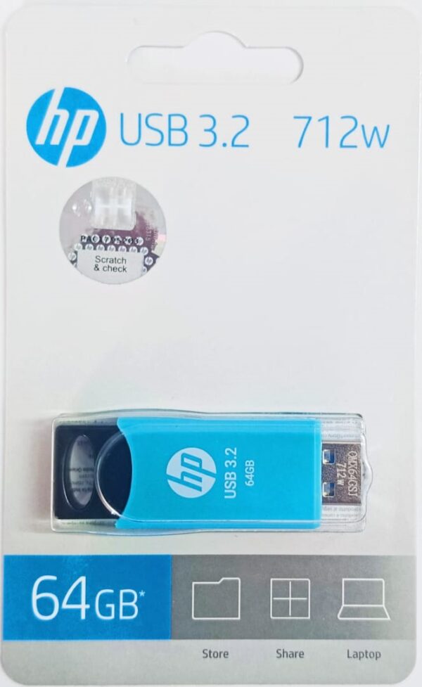 HP 712w 64GB USB 3.2 Flash Drive- Blue