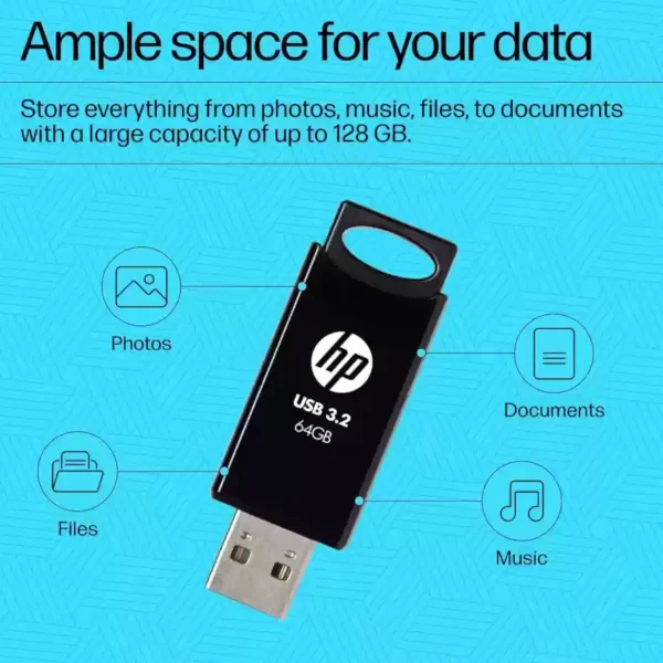 HP 712w 64GB USB 3.2 Flash Drive-Black