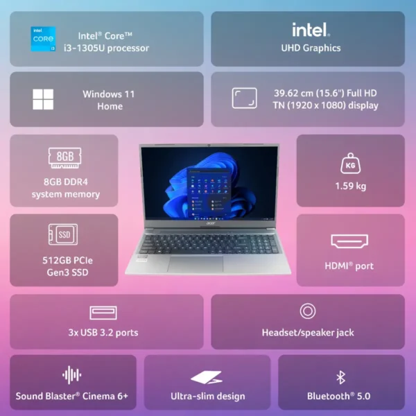 Acer Aspire Lite 13th Gen Intel Core i3-1305U Laptop