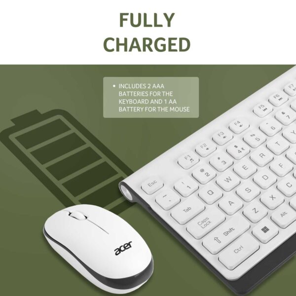 Acer Wireless Keyboard & Mouse Combo-White and Grey - Image 5