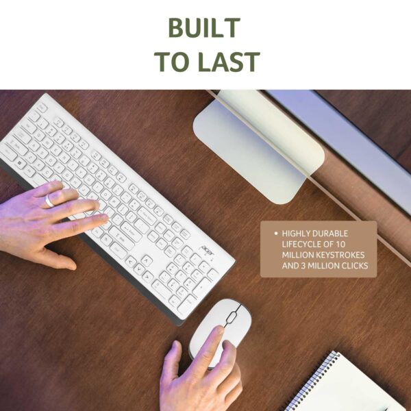 Acer Wireless Keyboard & Mouse Combo-White and Grey - Image 3