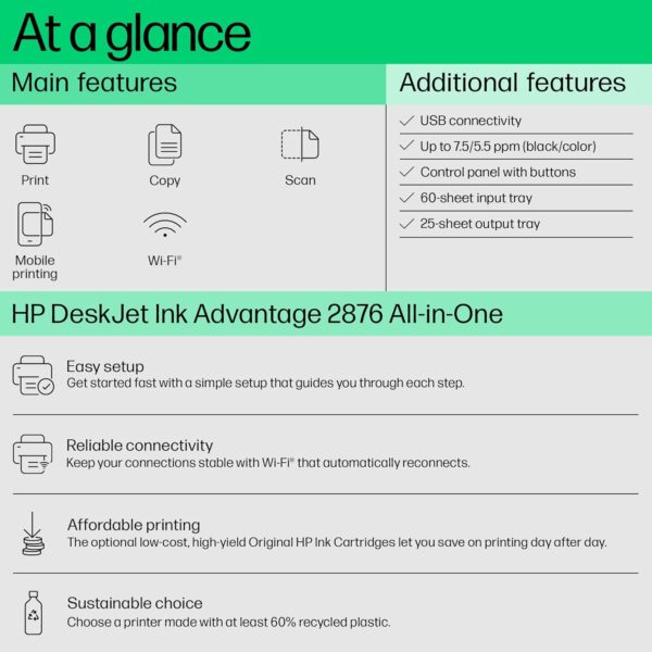 HP Ink Advantage 2876 WiFi Colour Printer - Image 5