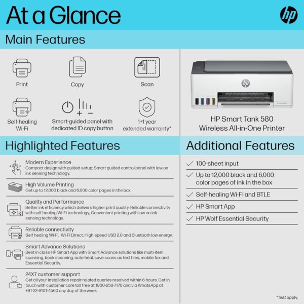 HP Smart Tank 580 All-in-One WiFi Colour Wireless Solid Ink Printer - Image 2